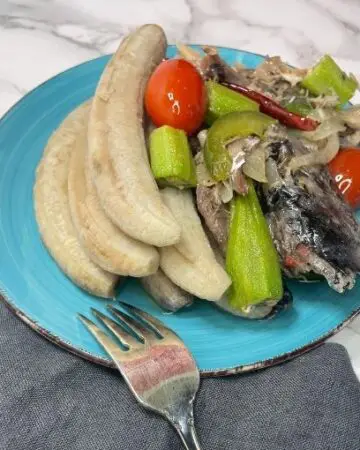 Boiled Green Bananas and Jamaican Salt Mackerel
