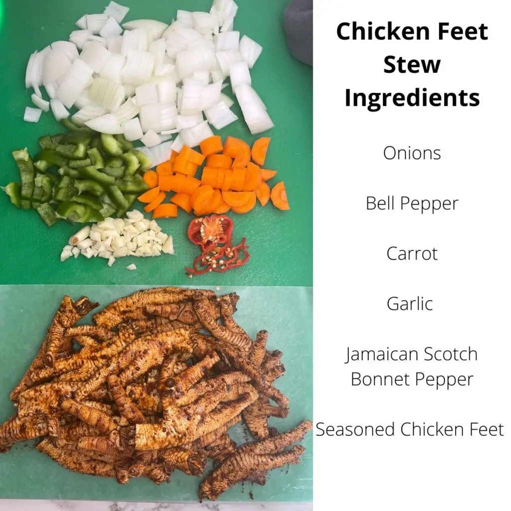 Chicken feet stew ingredients