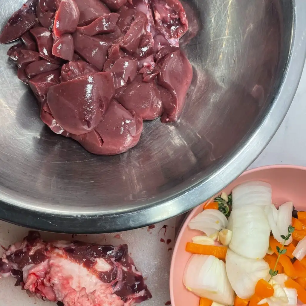 Prepped Ingredients for Jamaican Style Beef Kidney Stew