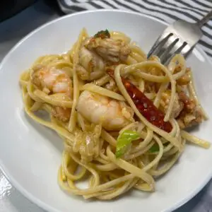 Pasta with shrimp and lobster