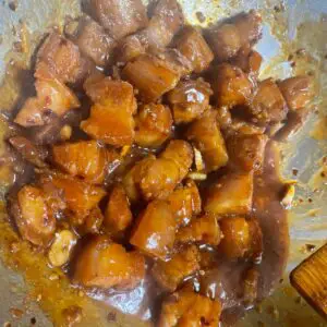 Sweet and Sour Pork Belly Cooked